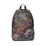 Unisex Fabric Backpack: Octopus/Neon Chaos